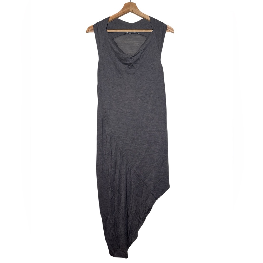 Isabel Benenato Asymmetrical Wool Angora Blend Tank Cowl Neck Midi Dress